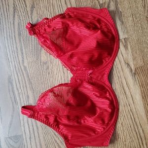 New without tags Chantelle red unlined underwire full coverage bra size 36DDDD